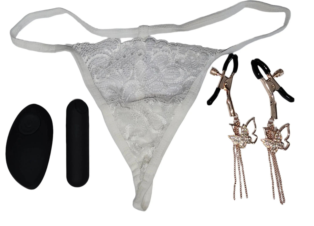 Come Closer Vibrating Thong |  Remote USB Bullet | Stretch | White Come Closer