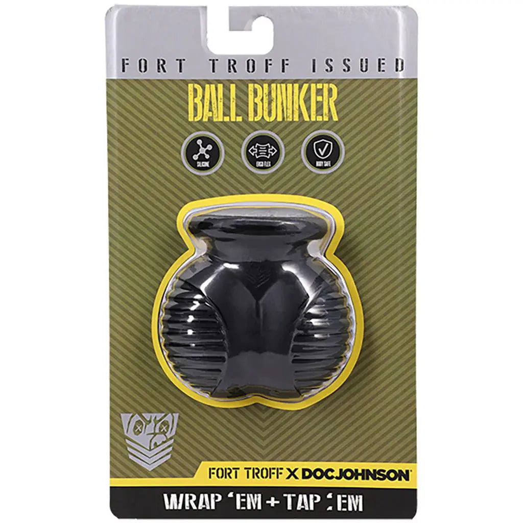 Doc Johnson Fort Troff Ball Bunker | Silicone | Black | Stretch Ball Stretcher Doc Johnson