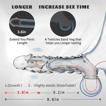 Dragon Root Cock Extender | Extra Length 3.6" | Silicone Stretch | Climax Delay Nasstoys