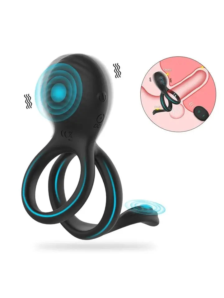 Eros Vibrating Dual Penis Ring | Wireless Remote Control | 7 Strong Vibration Modes | Clitoral Stimulator | Couple Come Closer