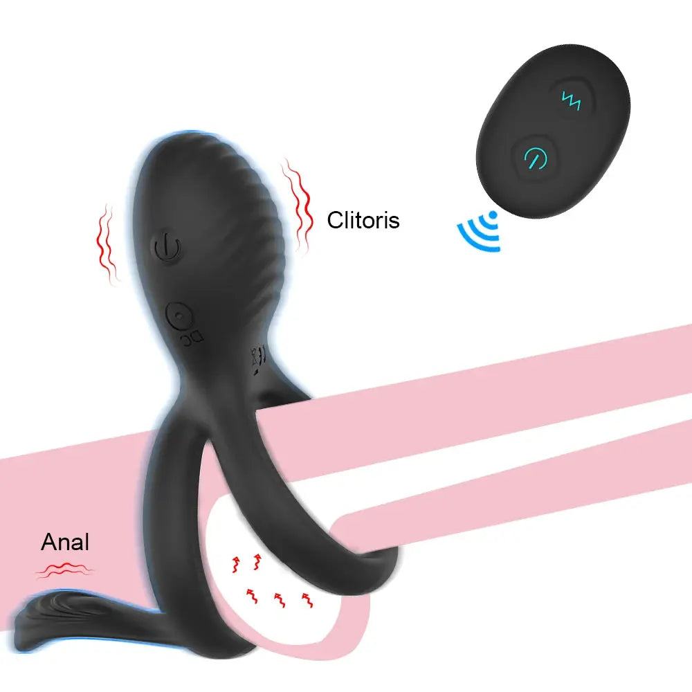 Eros Vibrating Dual Penis Ring | Wireless Remote Control | 7 Strong Vibration Modes | Clitoral Stimulator | Couple Come Closer