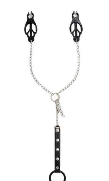 Fetish Dual-Stim | Three-Leaf Nipple Clamps & Cock Ring Fetish Fantasy