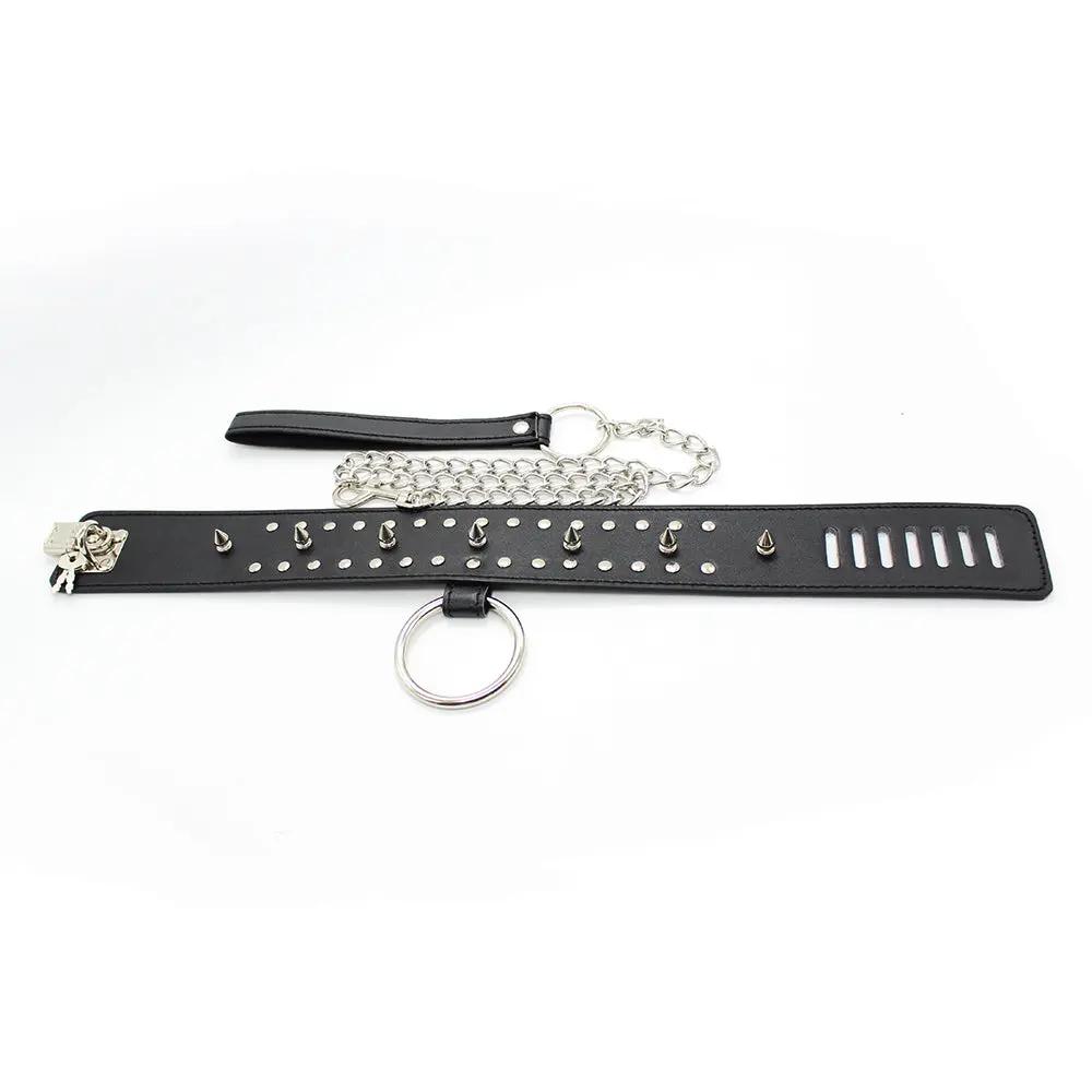 Fetish Fantasy Neck Collar &  Leash With Spikes | Black | Bondage Being Fetish