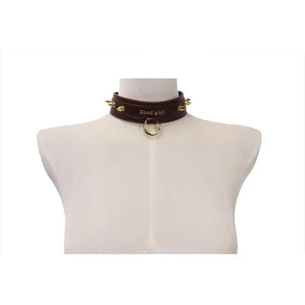 "Good Girl" Neck Collar With Gold Spikes | Fetish | Bondage Being Fetish