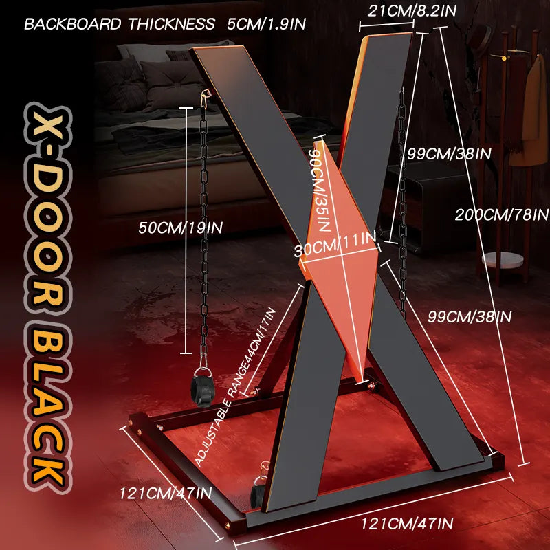 X-Shaped Bondage Stand | Wrist & Ankle Cuffs | Fetish | BDSM
