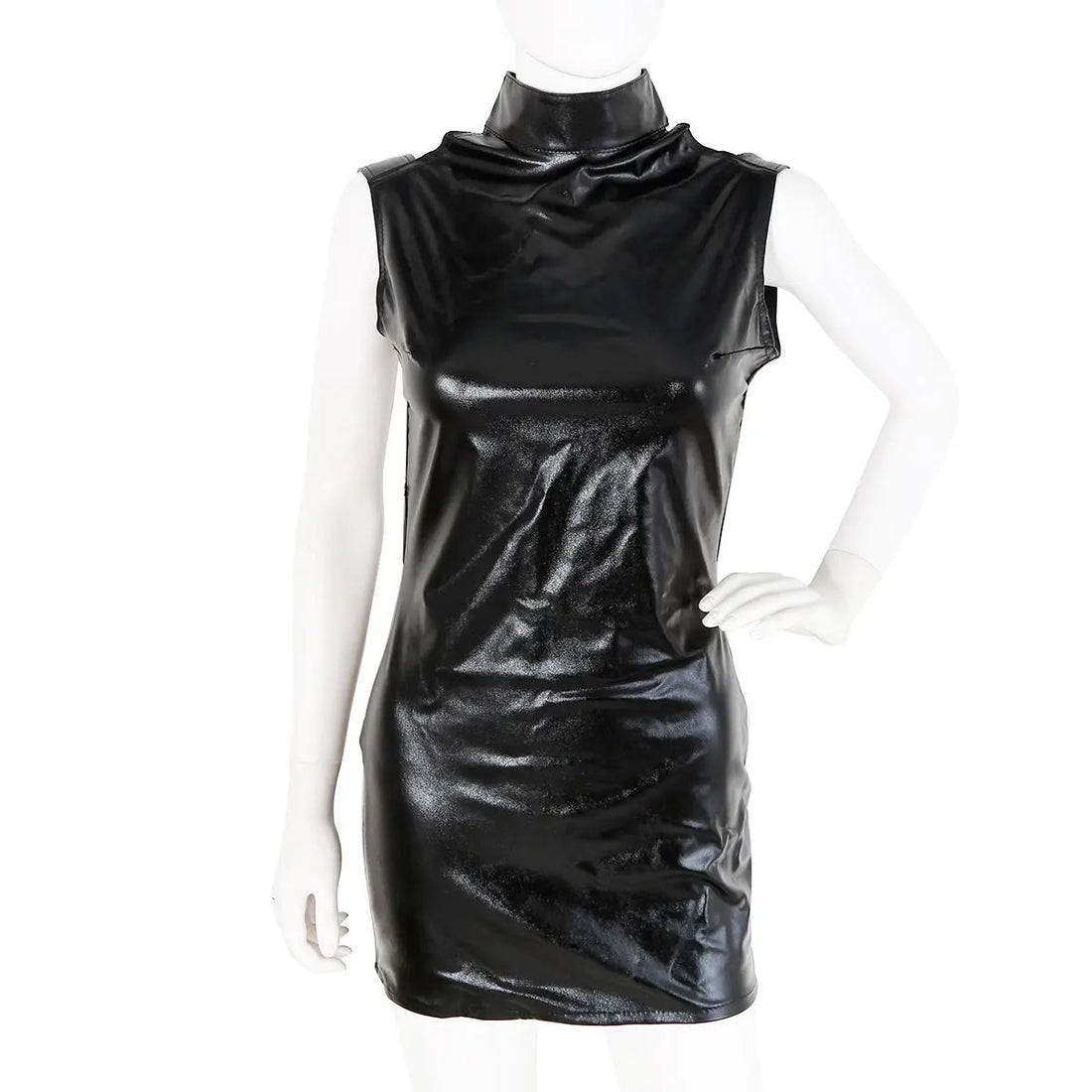Halter Neck Open Back Wet Look Dress | Black | Fetish  |  Stretch  | One size Dreams