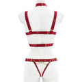 Inspire Fetish Spandex 3 Piece Maroon Harness Set | Open Breast | Crotch Less | Collar | Adjustable Cottelli Collection