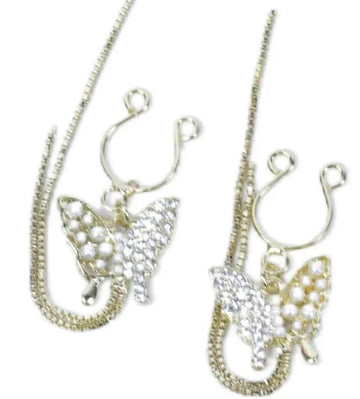 Inspire Non Piercing Gold Butterfly Nipple Ring | Pearls | 2 Tassels https://www.mysexshop.co.za/