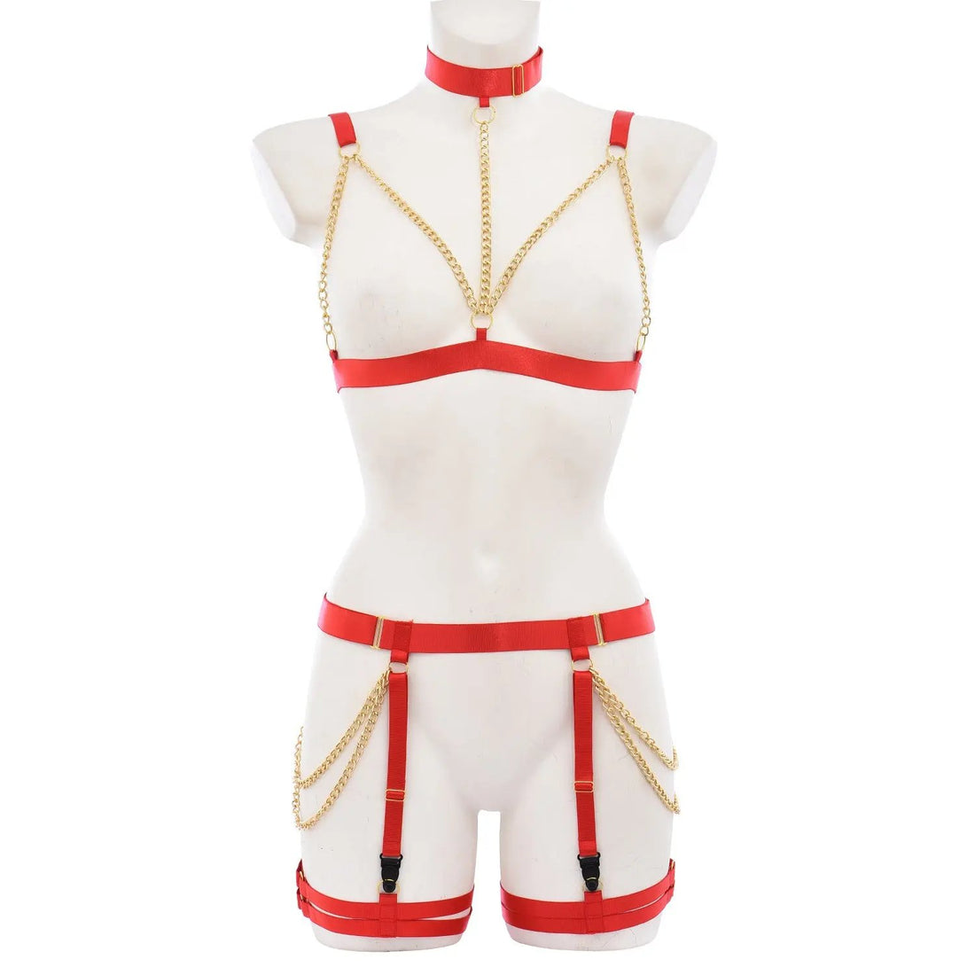 Inspire Sexy Red Body Harness | Open Breast | Crotch less | Adjustable Cottelli Collection