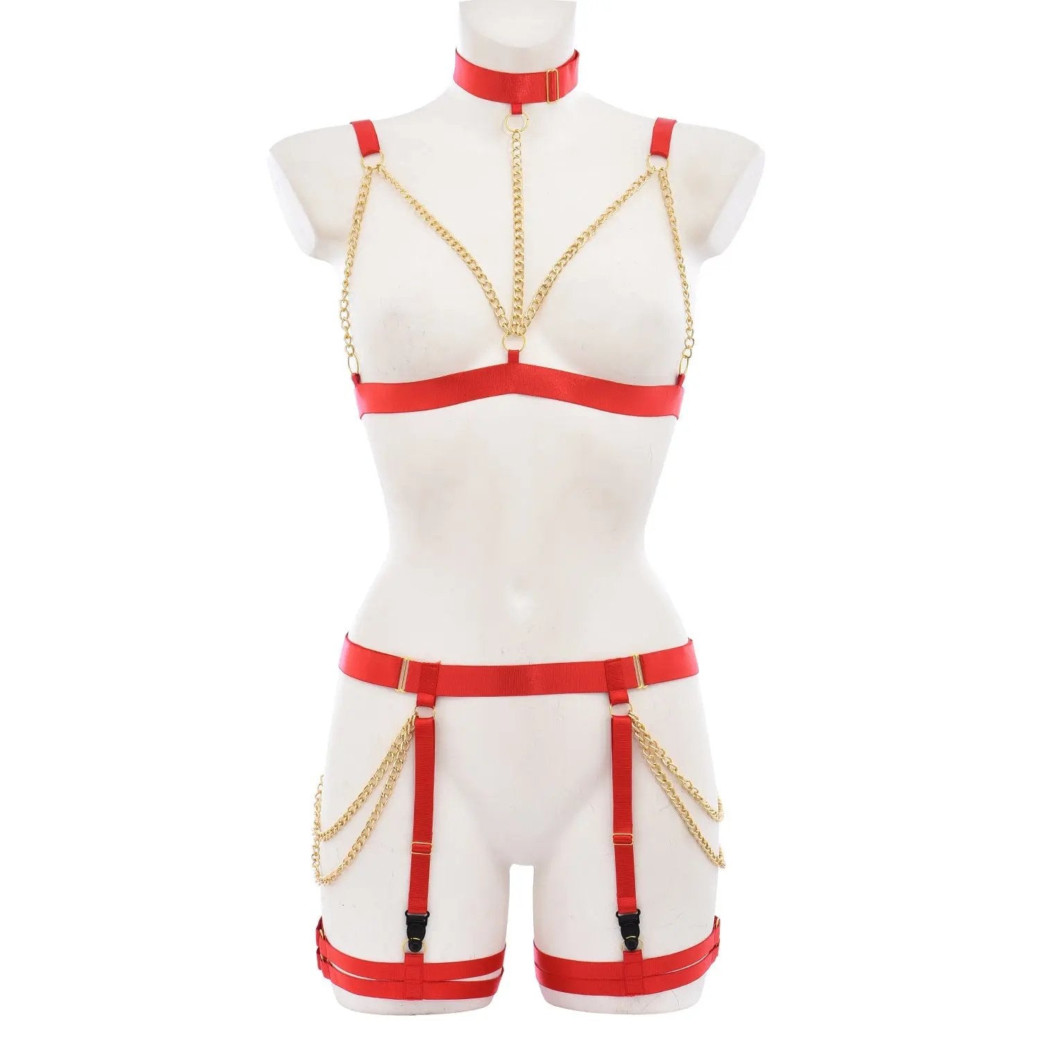 Sexy Red Body Harness | Open Breast | Crotch less | Adjustable