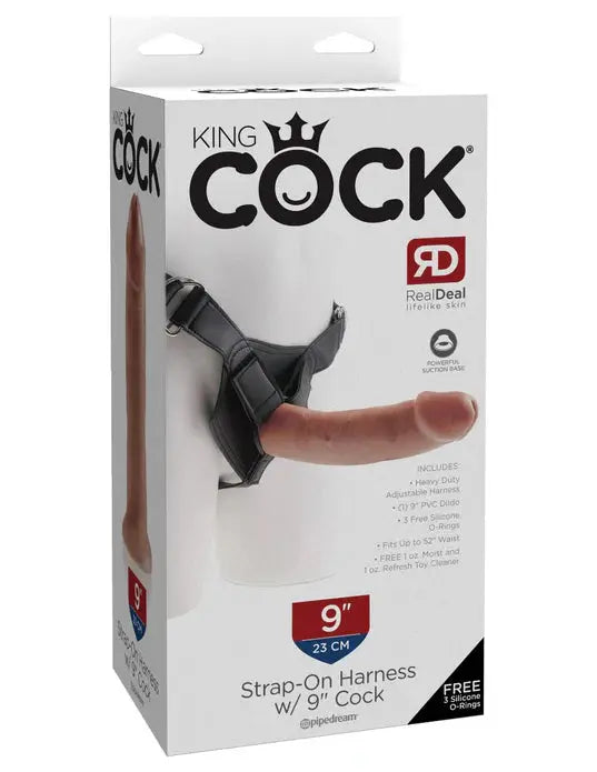 King Cock Universal Strap On Harness with 9" dildo Tan King Cock