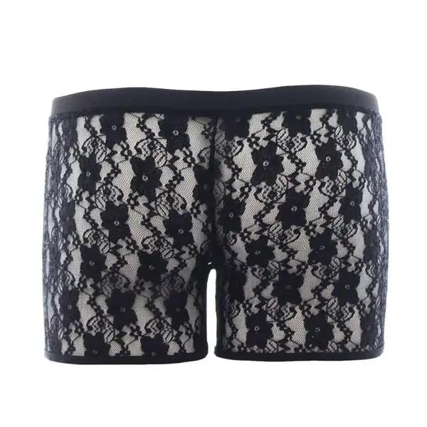 Kink Open Crotch Boxer Briefs | Lace | Black | Elastic Waist Fetish Fantasy