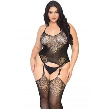 Leg Avenue | Lace Jacquard Net Suspender Bodystocking Leg Avenue