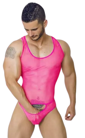 MOB Mesh Thong Body Tulle | Hot Pink | Erotic Wear | Stretchy