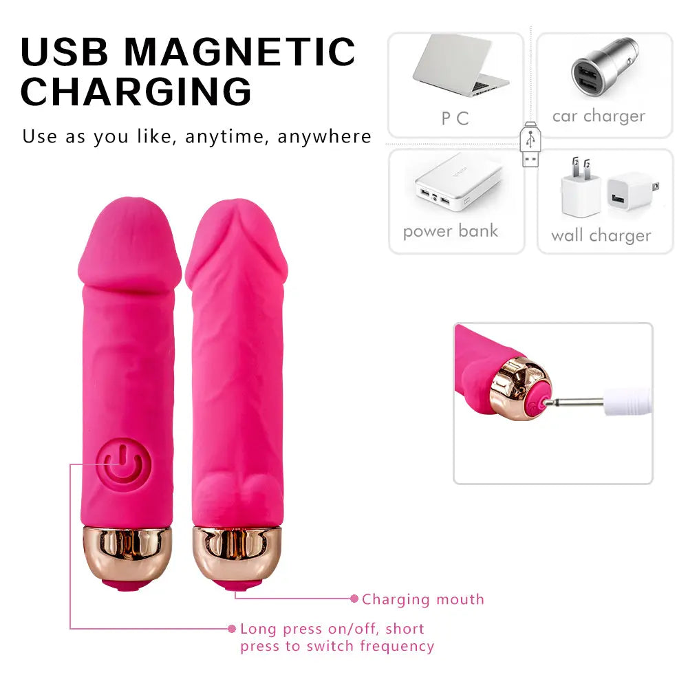 Mini Bullet Penis-Shape Vibrator | USB | 10 Vibrations Modes | Silicone https://www.mysexshop.co.za/