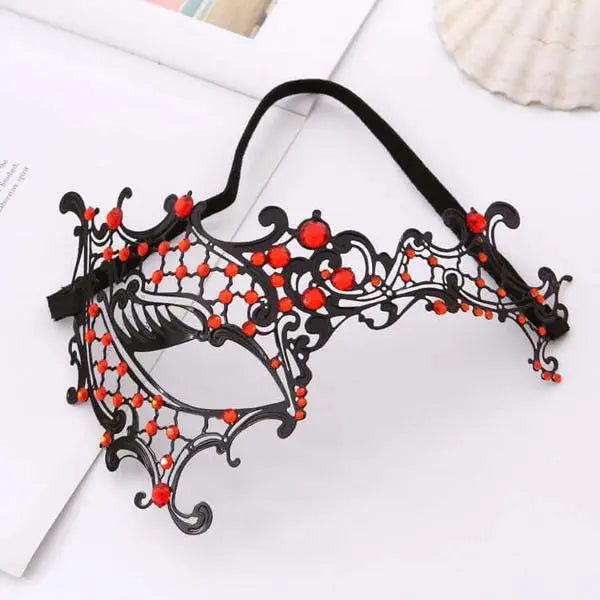 One-eyed Diamond Mask | Black | Red Diamonds | Hollow Metal https://www.mysexshop.co.za/