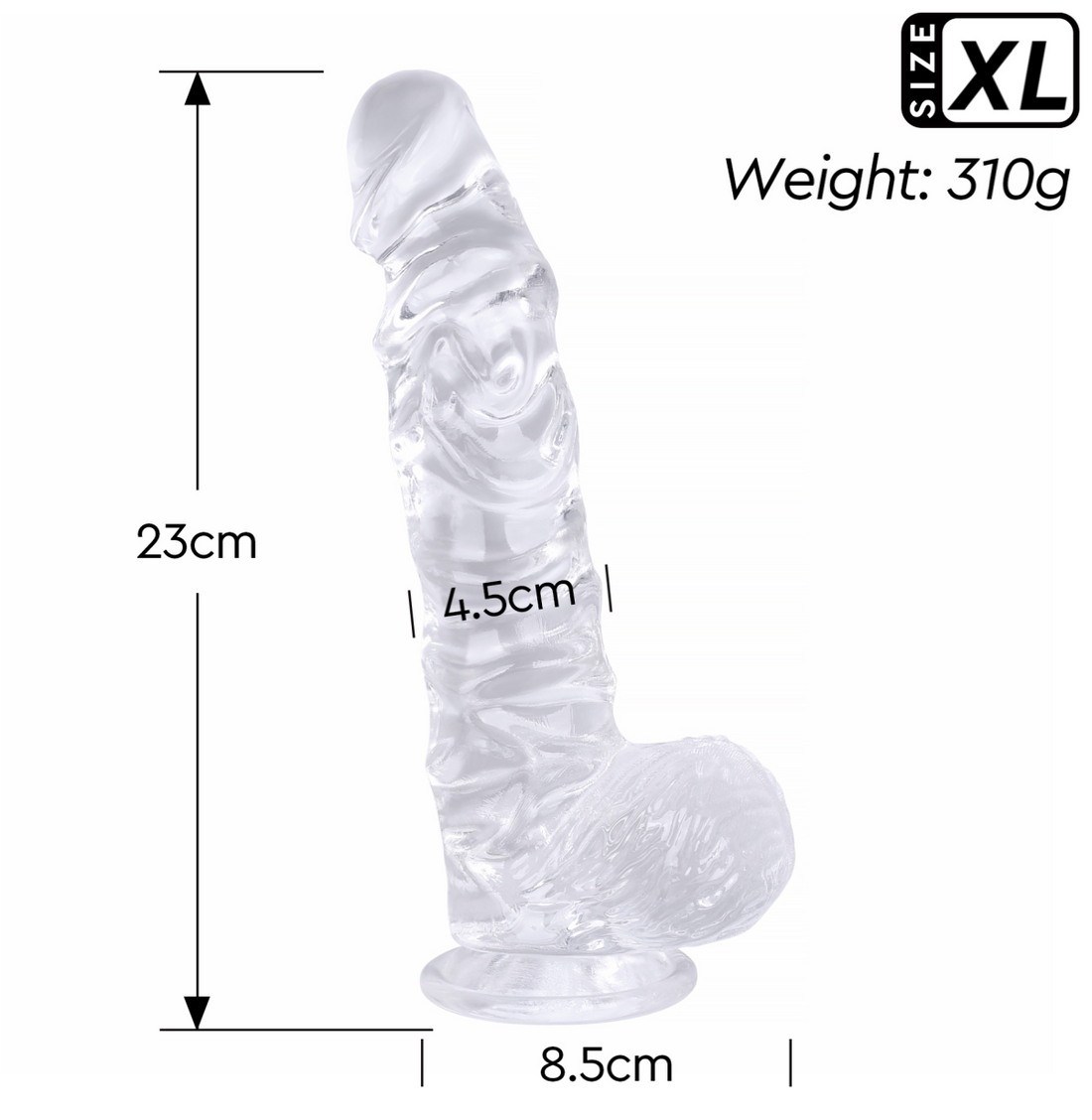 Come Closer XL Clear Dildo 9" | Bendable Shaft | Free Black Satin Bag