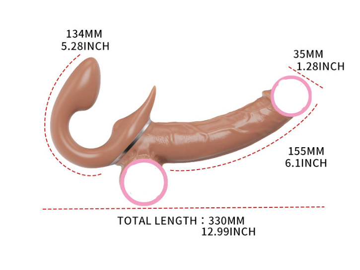 Nude Thrusting Dildo | Strapless 6" | Double Head Function | Silicone | Telescopic | USB