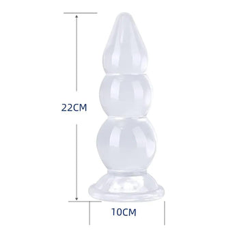 8.6" Clear Butt Plug With Suction Cup | Unisex | Silicone | Free Satin Bag
