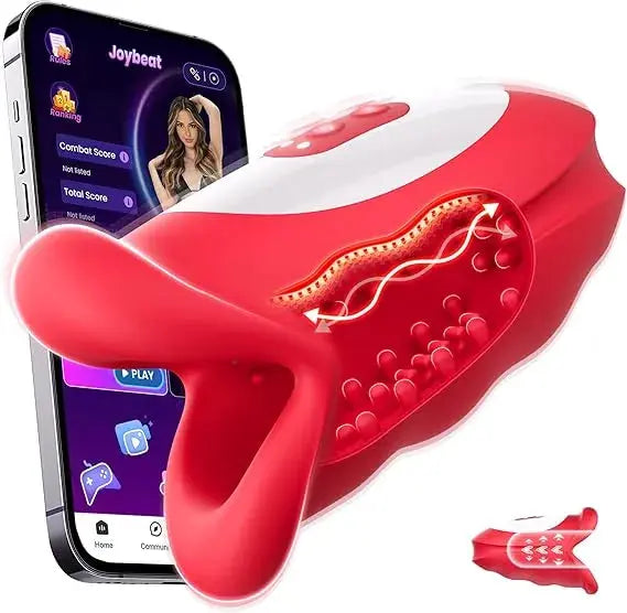 Red Hot  Blowjob Stroker | 4 in 1 Big Mouth | App Control | 9 Vibration Modes Come Closer