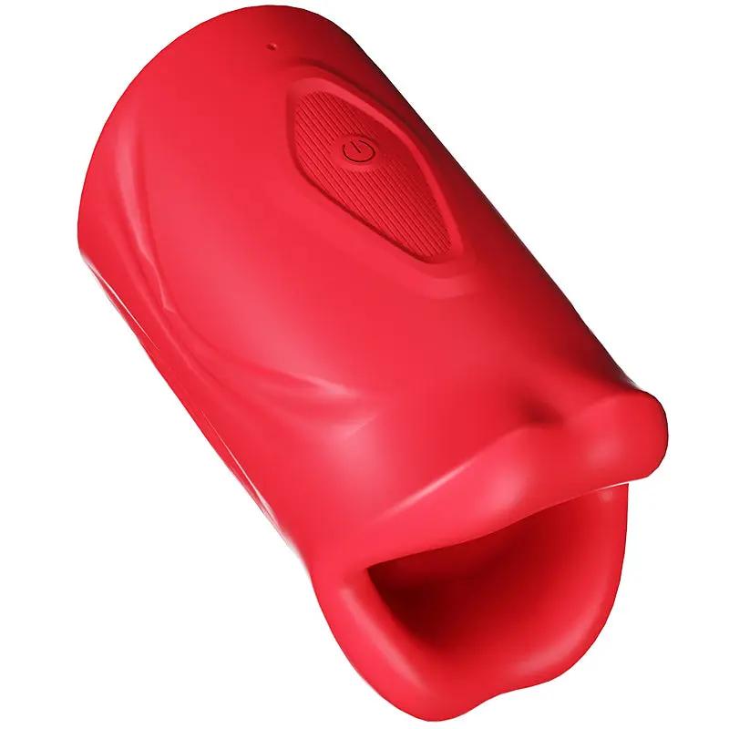 Red Hot  Masturbator | 4 in 1 Big Mouth Penis Trainer | App Control | 9 Vibration Modes Come Closer