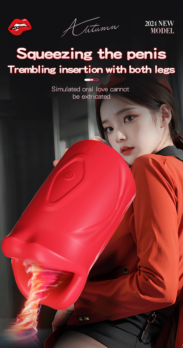 Red Hot  Masturbator | 4 in 1 Big Mouth Penis Trainer | App Control | 9 Vibration Modes Come Closer