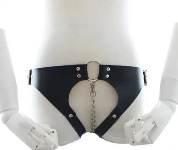 Rimba Sexy Faux Leather Strap Panty | Metal Chain | Adjustable | Erotic Sexy Bondage https://www.mysexshop.co.za/