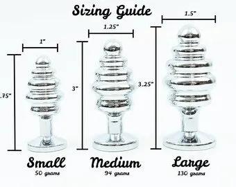 Rimba Wavy Silver Diamond Butt Plug Kit S/M/L | Free Satin Bag Shelly