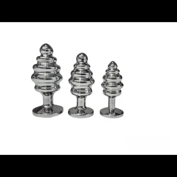 Rimba Wavy Silver Diamond Butt Plug Kit S/M/L | Free Satin Bag Shelly