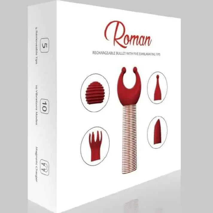 Roman | 5-Head Replacement Lipstick Mini Bullet Vibrator |10 Vibration Modes | USB My Sex Shop
