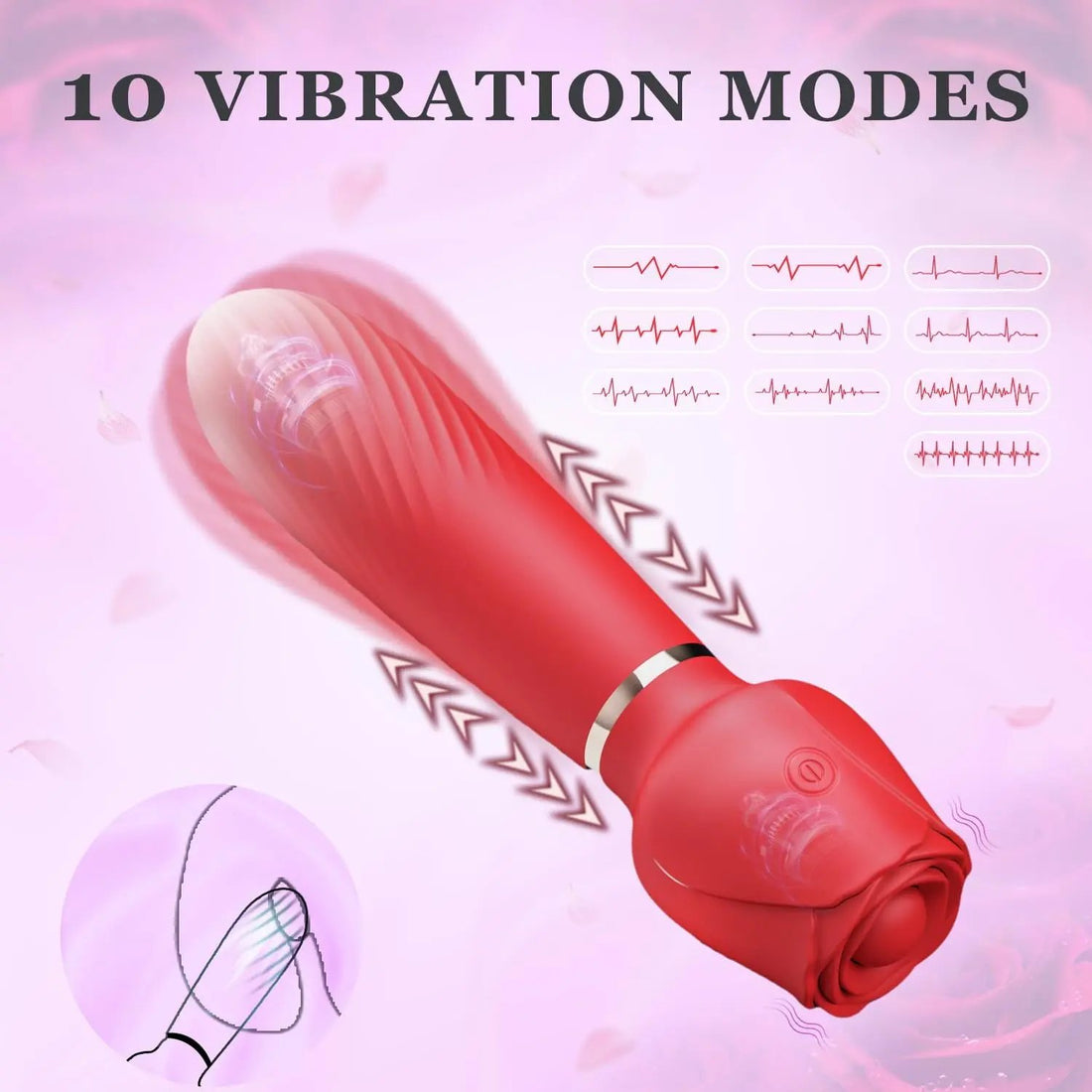 Rose 2 in 1 Nipple & Clitoral Vibrator | 10 Vibration Modes | USB Come Closer