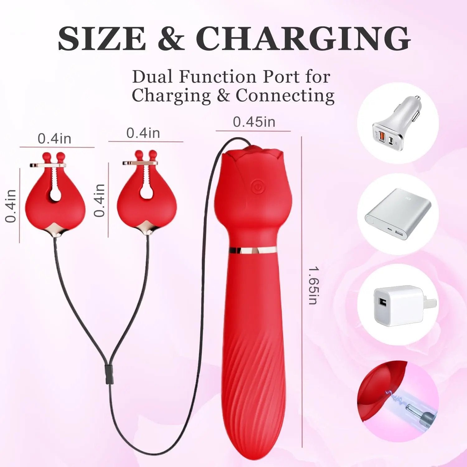 Rose 2 in 1 Nipple & Clitoral Vibrator | 10 Vibration Modes | USB Come Closer