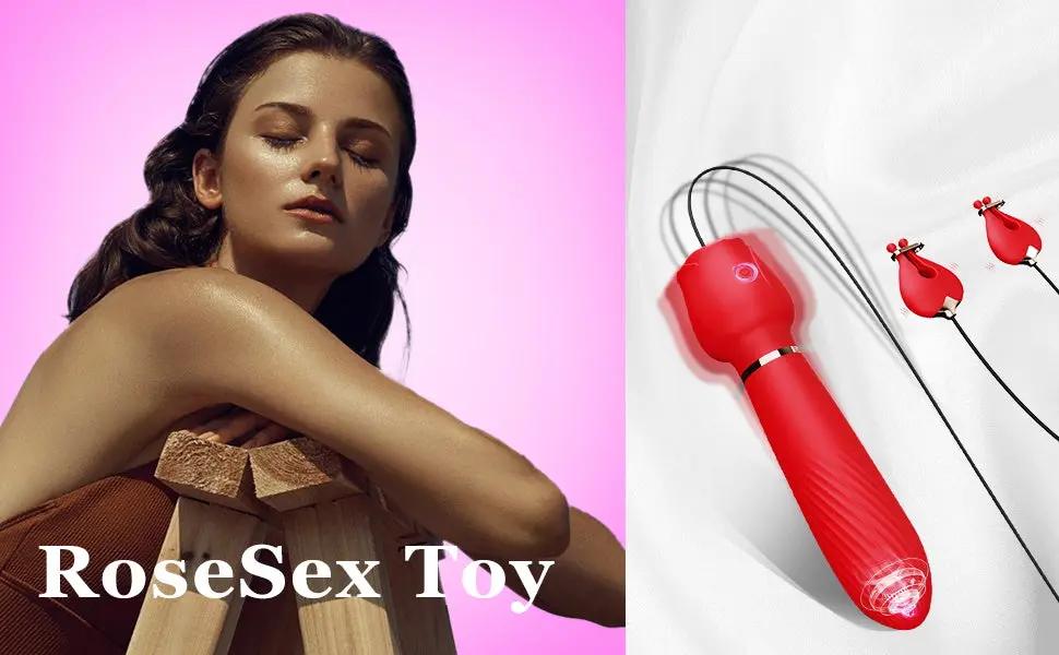 Rose 2 in 1 Nipple & Clitoral Vibrator | 10 Vibration Modes | USB Come Closer