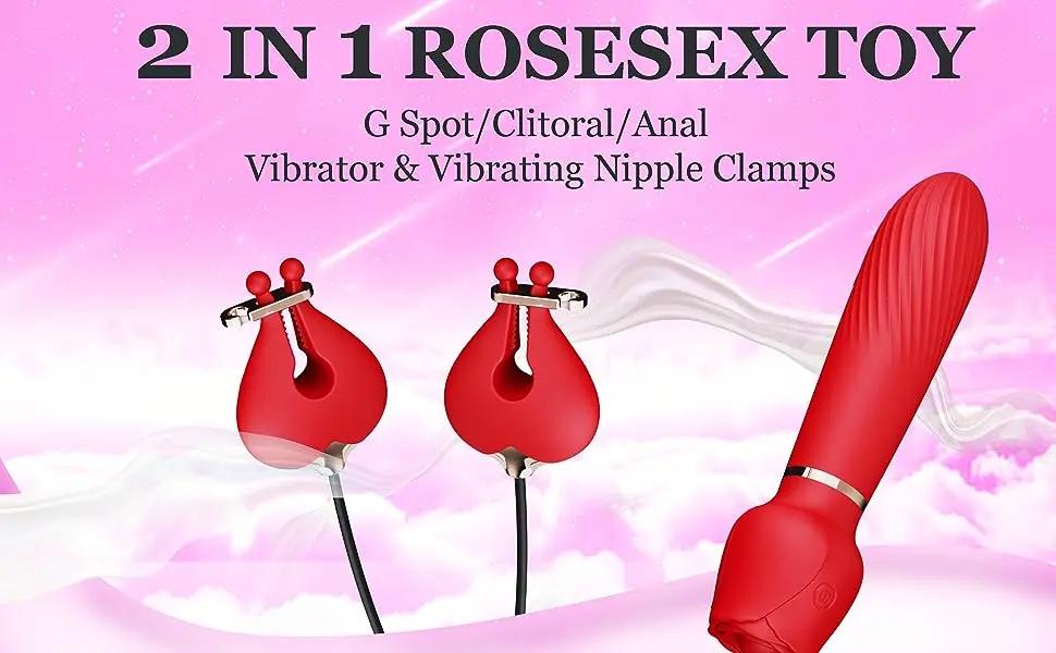 Rose 2 in 1 Nipple & Clitoral Vibrator | 10 Vibration Modes | USB Come Closer