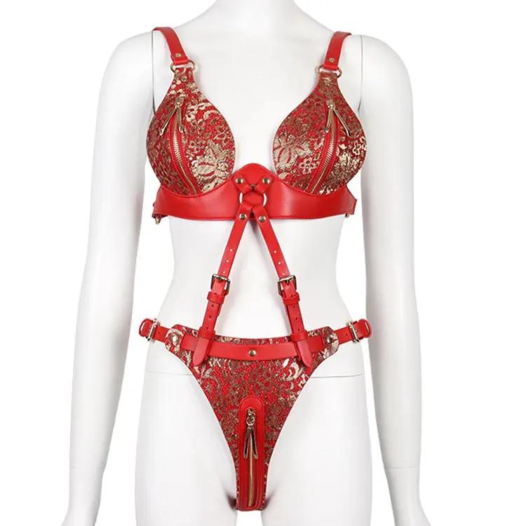 Scandal Handcrafted Red Leather Bondage Zipper Harness | Fetish | Adjustable| Open Crotch https://www.mysexshop.co.za/