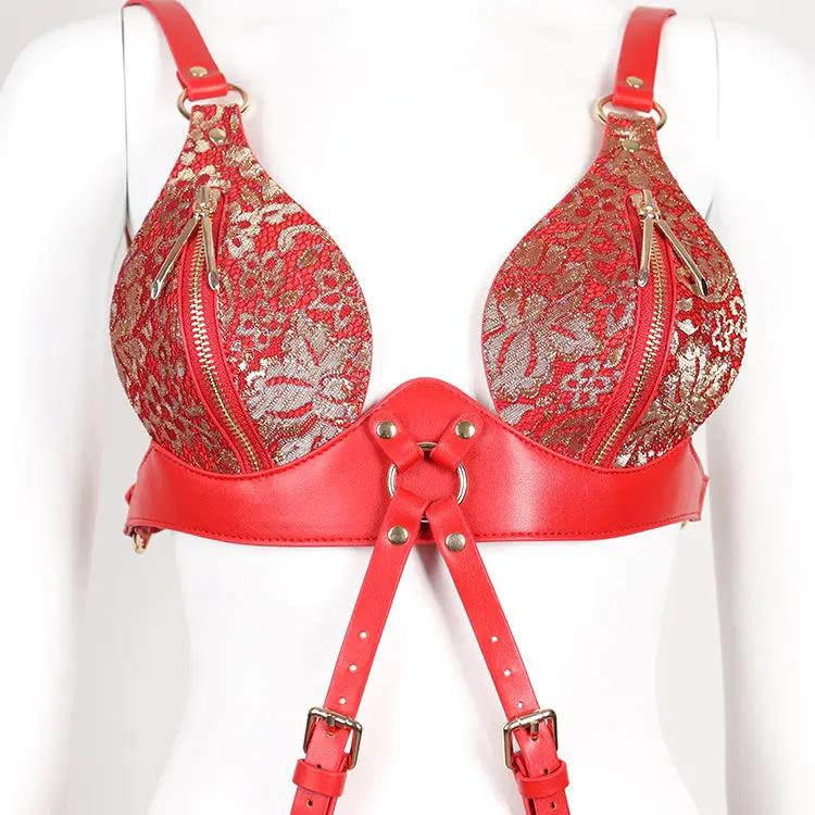 Scandal Handcrafted Red Leather Bondage Zipper Harness | Fetish | Adjustable| Open Crotch https://www.mysexshop.co.za/