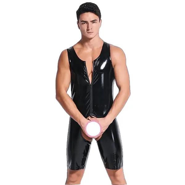 Sexy | Wet Look | Jumpsuit | Zipper | Crotch less