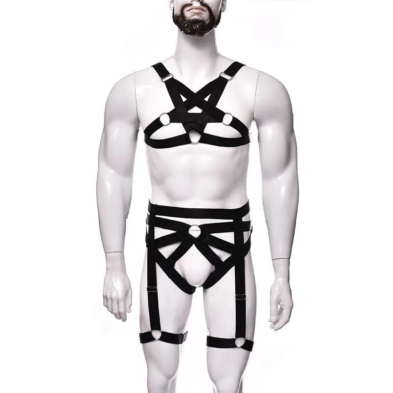 Spandax Pentagram Chest And Garter Harness Set | Adjustable | Bulge Pouch | Black https://www.mysexshop.co.za/
