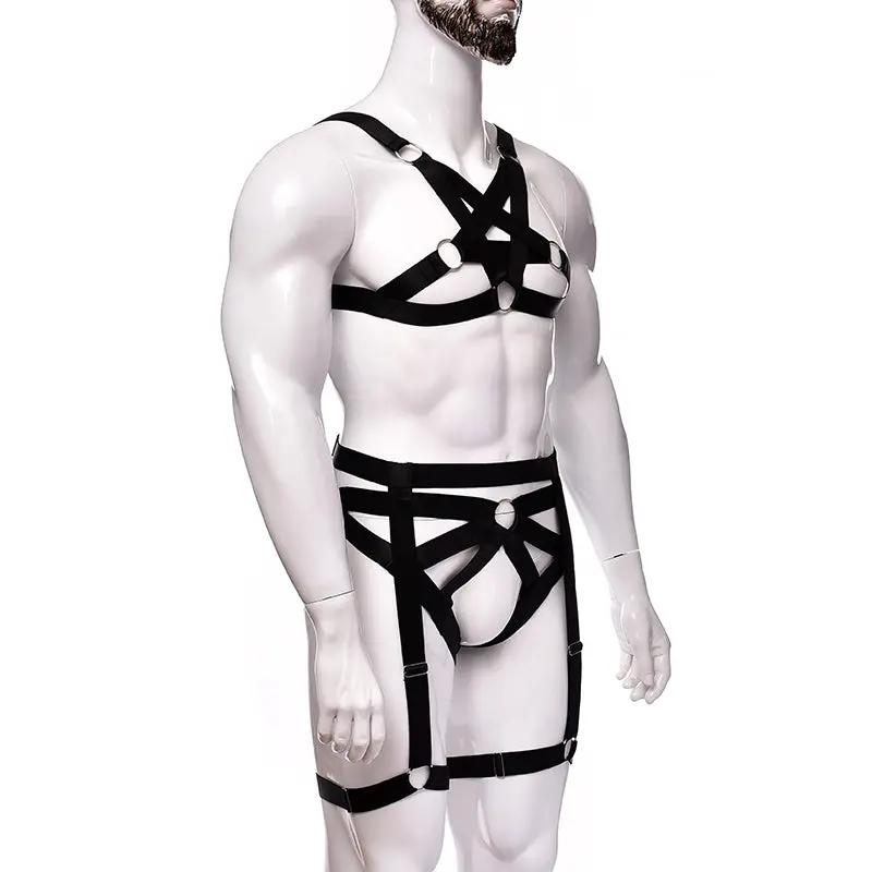 Spandax Pentagram Chest And Garter Harness Set | Adjustable | Bulge Pouch | Black https://www.mysexshop.co.za/