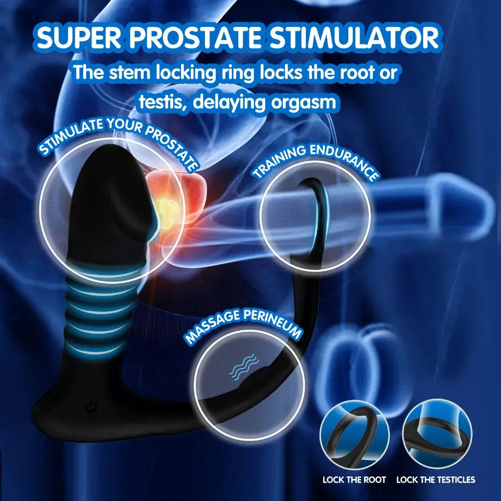 ThrustX Prostate Massager | Cock Ring | 10 Vibration | Remote Control Come Closer