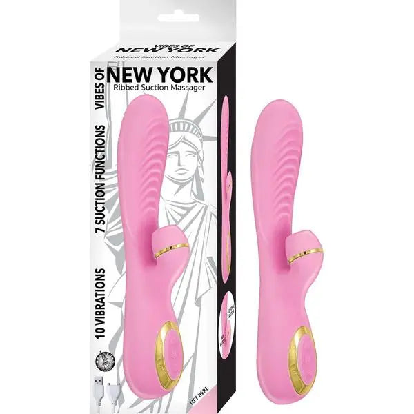 Vibes of New York | Ribbed Suction Massager Vibe | Pink