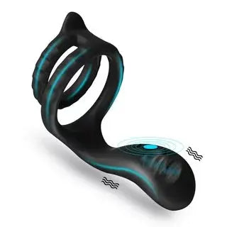 Vibrating Ribbed Double Cock Ring | Enhancer | Clit Stim | USB