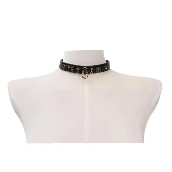 "YES SIR " Neck Collar | Faux Leather | Adjustable | Fetish | Bondage