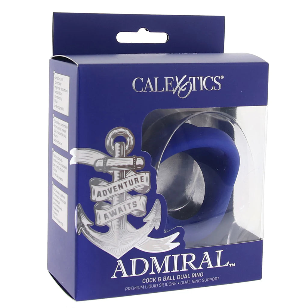 Admiral Cock & Ball Dual Ring | Premium Liquid Silicone | Blue | Stretchy