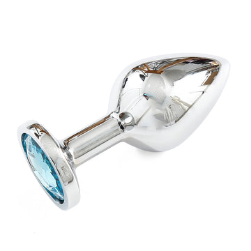 Silver Butt Plug Blue Large