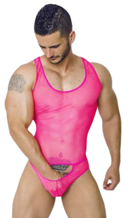 MOB Mesh Thong Body Tulle | Hot Pink | Erotic Wear | Stretchy