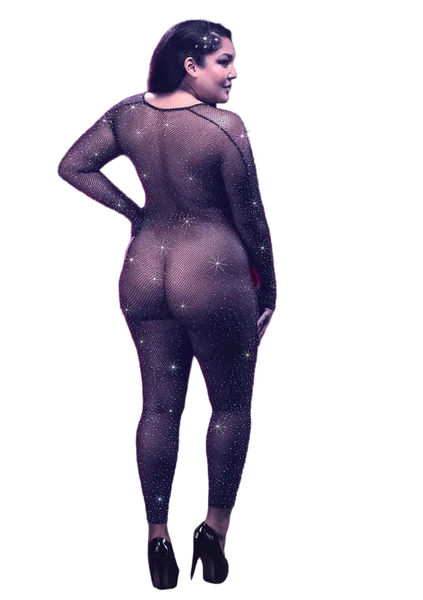 Radiance Crotchless Plus Size Full Bodysuit | Breathable Mesh Design