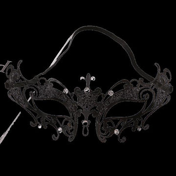 Come Closer Exquisite Black Venetian Mask | Metal | Lightweight | Bendable