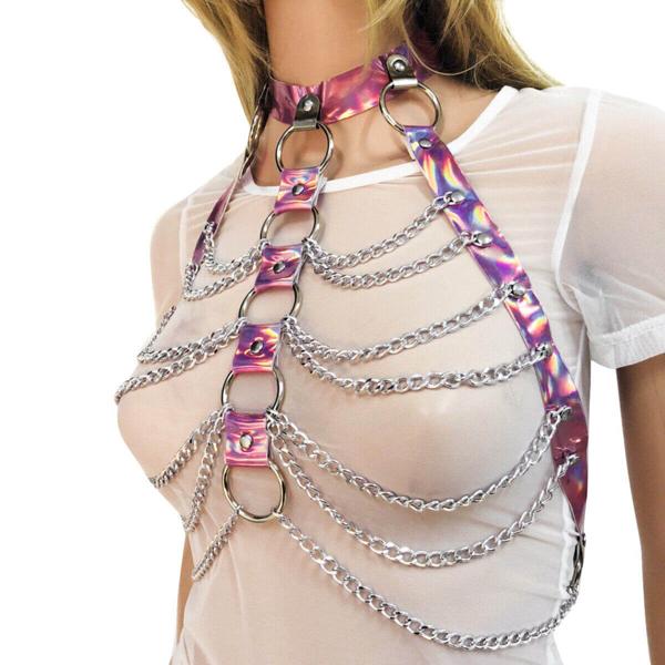 Inspire Fetish Metal Chain Bra | Adjustable Harness