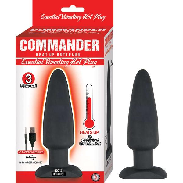 Heat Up Vibrating Butt Plug | Black | 3 Function | USB | Medium